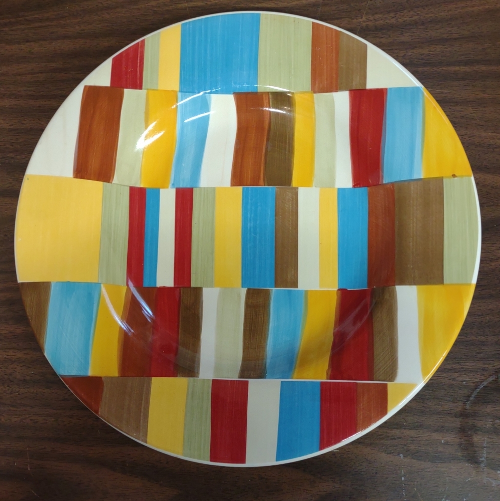 Target Home American Simplicity Stripes 11" Multicolor Dinner Handpainted Plate
